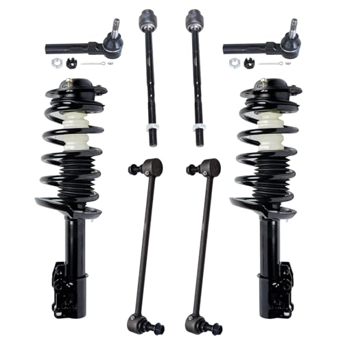Image of Detroit Axle - Front 8pc Struts Kit for 04-12 Chevy Malibu, 05-10 Pontiac G6, 07-09 Saturn Aura, Struts w /Coil Spring Sway Bar Links Tie Rods 2004 2005 2006 2007 2008 2009 2010 2011 2012 Replacement