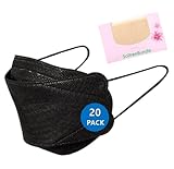 (Pack of 20) Korea Black Disposable Masks for Adult, Individually Packaged Mask with SoltreeBundle O