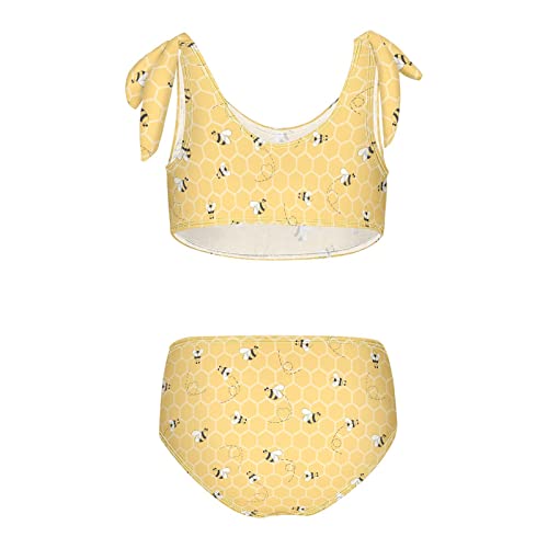 Image of Horse Pattern On Blue Girls Bikini Sets 2 Piece Swimsuits Bathing Suit Swimwear