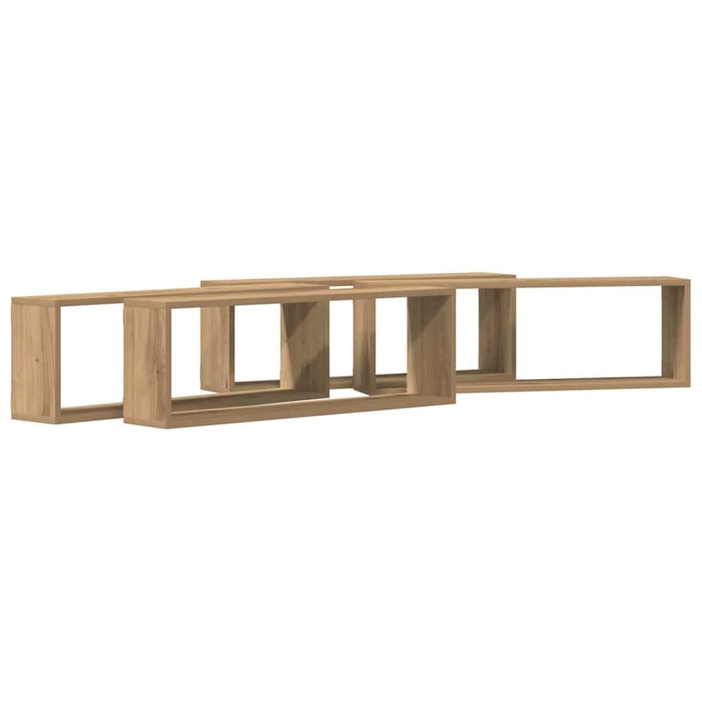 Étagères murales 4 pcs chêne artisan meuble rectangulaire bois 80cm