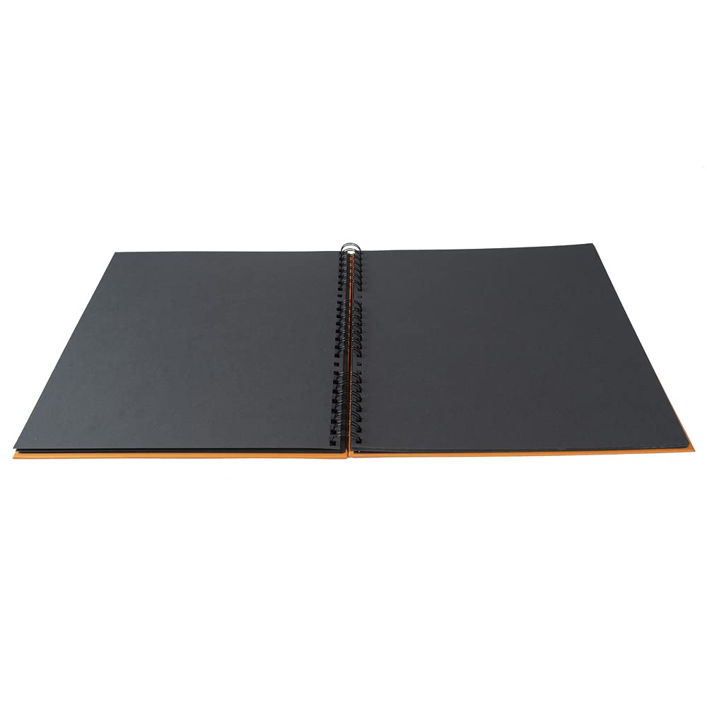 Exacompta 15117E MILANO Spiral-Fotoalbum 360 Fotos 60 schwarze Seiten Format 32 x 32 cm Einband aus orangefarbenem Papier mit Textileffekt Fenster zur individuellen Gestaltung FSC® zertifiziert