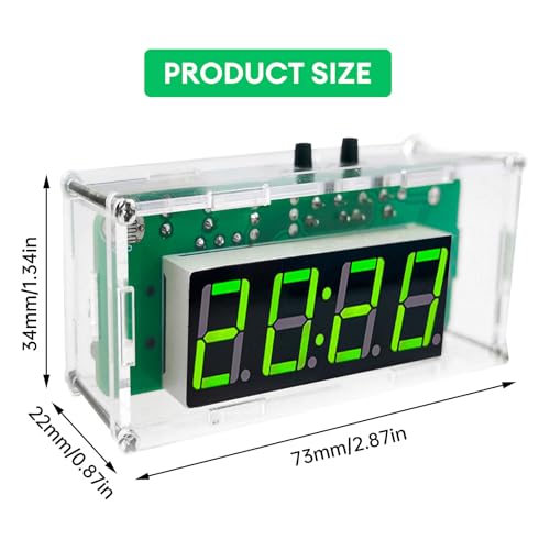 Image of DIY Digital Kit, Soldering Practice Electronics Alarm Clock Soldering Project, Transparent Case, with PCB, Digital Display, with Adjustable Brightness for Beginners & STEM Learning