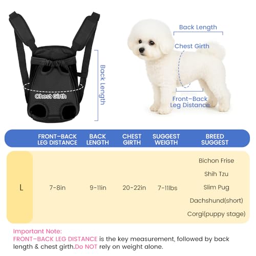 Mosago Dog Backpack Carrier, Adjustable Pet Front Carriers, Legs Out Carrying Sling Travel Bag for Small Medium Dogs 7-11 Lbs, Soft Wearable Puppy Chest Carry Backpacks for Walking/Hiking/Camping - Image 3