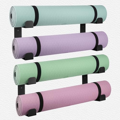 4 Tier Yoga Mat Holder Wall Mount & Yoga Mat Storage Rack,Heavy-d...