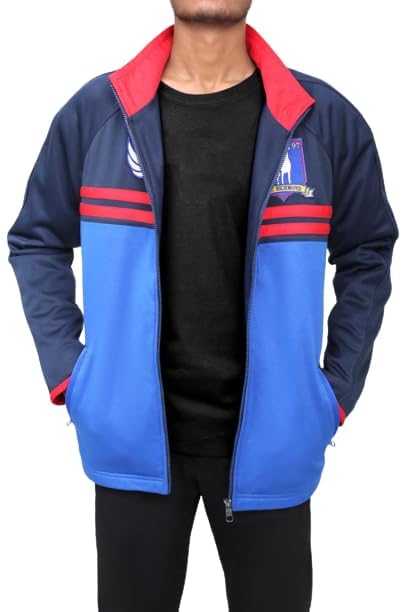 Mens Track Lightweight Football Coach Track Blue Polyester Jacket2