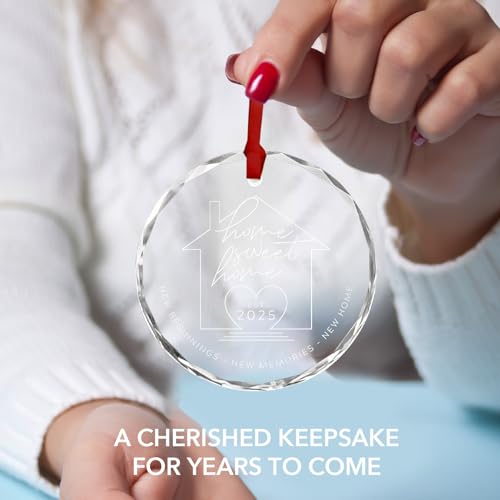 2025 Housewarming Gifts for New Home | Home Sweet Home Glass Ornament - Perfect New Home Gifts for Couples, First Christmas in New House Christmas Tree Ornaments