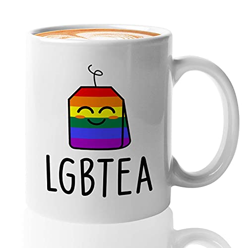 Bubble Hugs LGBT Kaffeetasse – LGBTEA – Lesben LGBTQ Transgender Gay Pride Bi Rainbow Pride Queer 325 ml Weiß