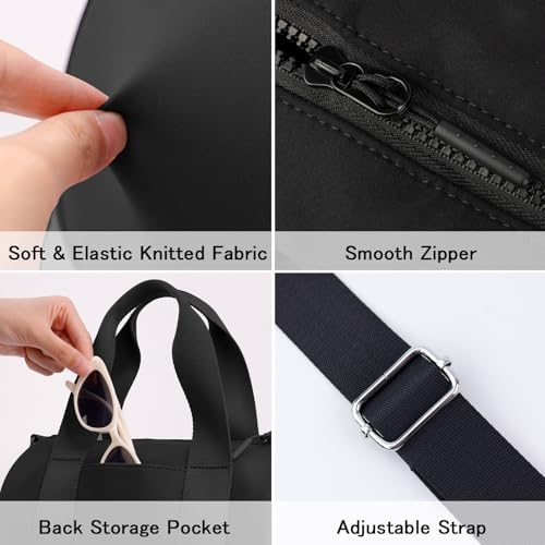 IBEE Small Gym Bag for Women Mini Duffel Bag for Travel Waterproof Workout Crossbody Bags Elastic Fabric Barrel Purse for Sports Fitness Yoga Cute Lightweight3