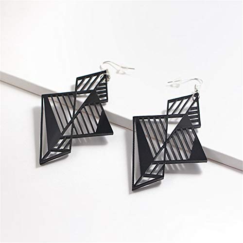 Lightweight Unique 1980s Retro Style Chandelier Dangle Drop Hollow Earrings Black Geometry Acrylic Earrings for Women Girls3