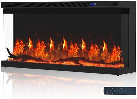 36 inch Electric Fireplace, Modern 3-Sided View Electric Fireplace Inserts, 750/1500W Recessed and Wall Mount Fireplaces with Realistic Adjustable Flame, Remote Control, Timer, Low Noise - Thumbnail 2