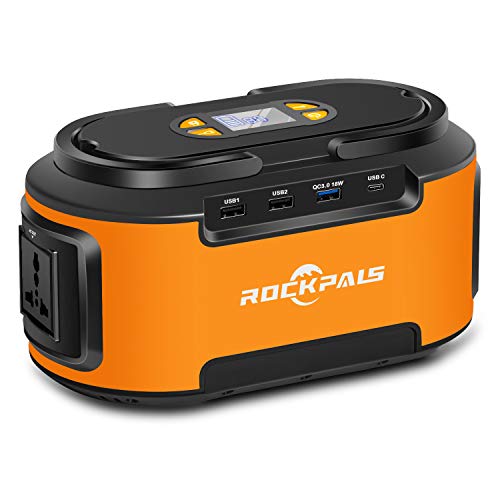 ROCKPALS Portable Power Station, 222Wh Gas Free Generator, 60000 Lithium Power Supply with 110V/200W AC Outlet, QC3.0 USB,12V DC Ports, Solar Generator for CPAP Outdoors Camping Travel Fishing Hunt