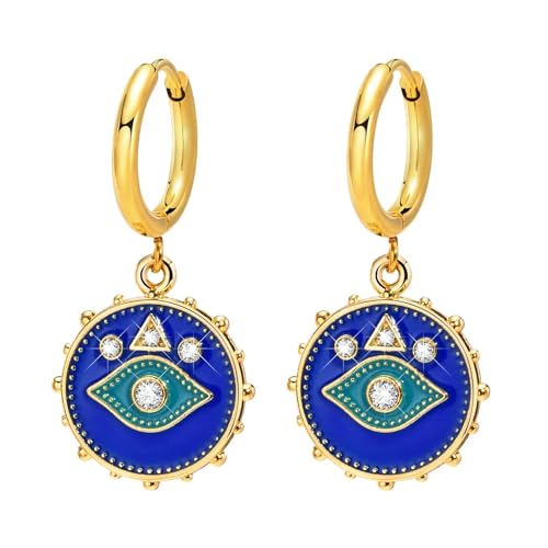 Boucles d'oreilles œil bleu de haute qualité style mariage