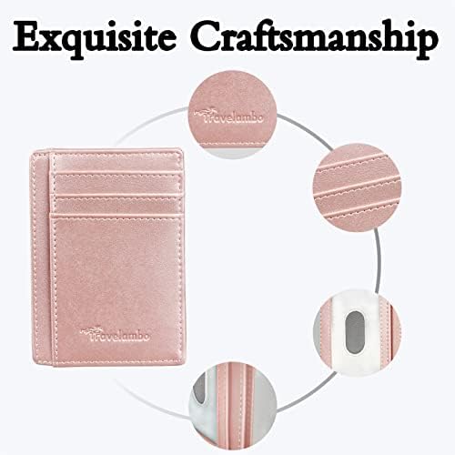 Travelambo Front Pocket Minimalist Leather Slim Wallet RFID Blocking Medium Size