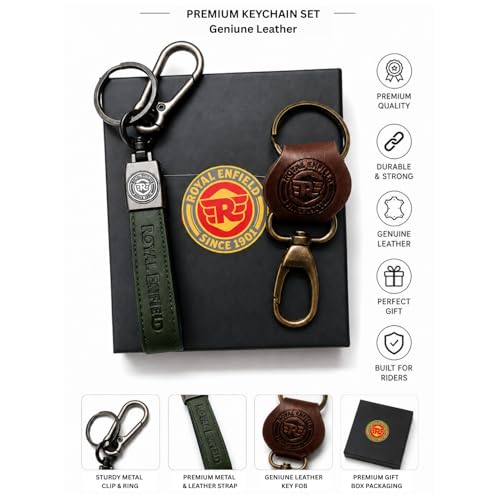 Image of Leather Strap Keychain, Embossed Logo Design, Durable Premium Key Ring for Bike Lovers & Gift Use