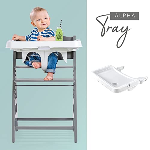 Bandeja Trona Hauck Alpha Tray, Bandeja Comer Regulable y Extraible, Compatible con Trona Evolutiva Alpha Plus y Beta Plus, con Bordes Elevados y Portavaso, Blanco