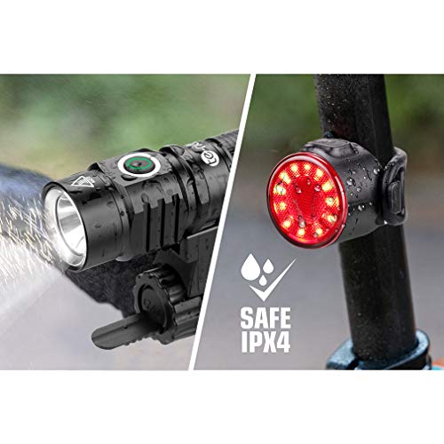 Te-Rich Bike Lights USB Rechargeable, LED Cycling Light Front and Back, 800 Lumen Headlight Flashlight and Rear Taillight Set, Easy to Use, Road/Moutain Bicycle Accessories for Kids, Men and Women - Thumbnail 2