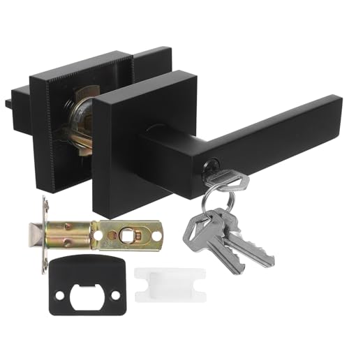 Yardenfun アルウム合製美式三杆ロック付きドアノブ ブラック鍵付き室内用 寝室 浴室 オフィス向け静音操作内扉施錠装置