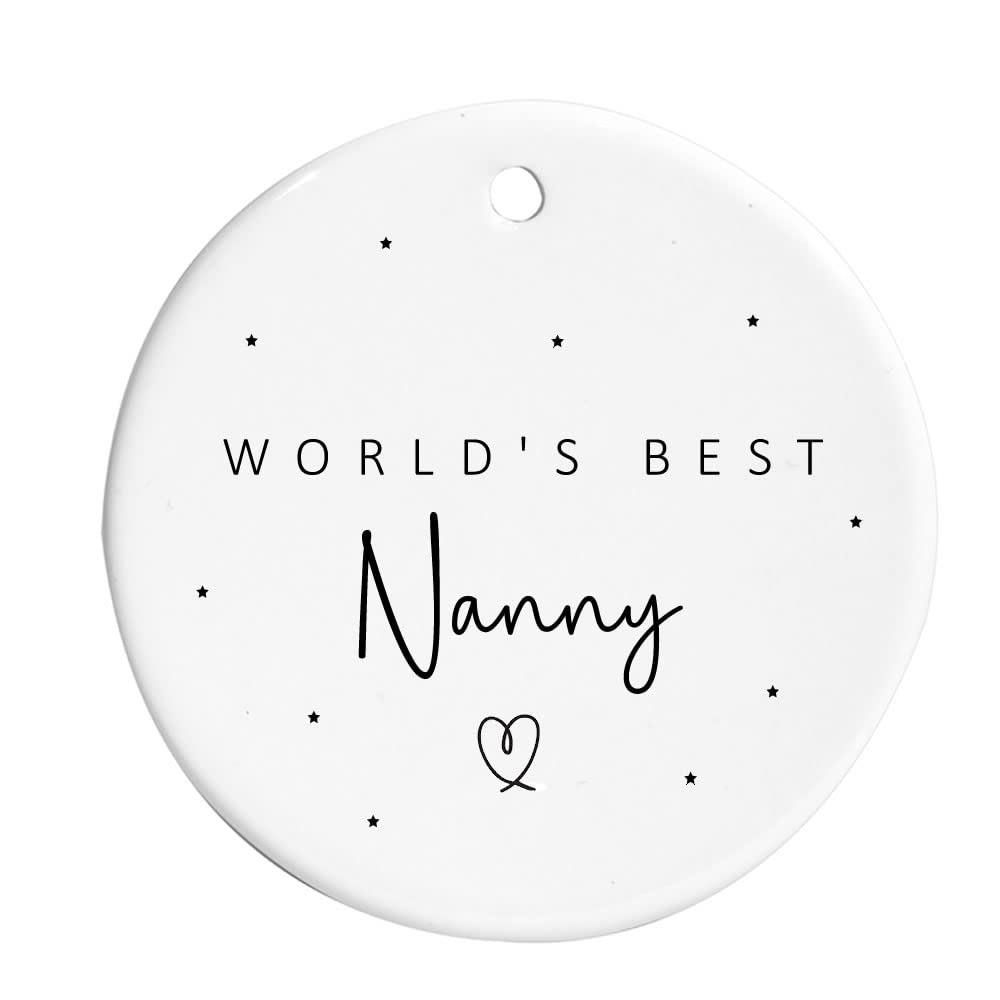 World's Best Nanny Ceramic Round Hanging Ornament Decoration Sign