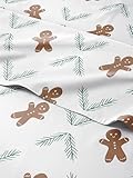 Picture of Twin Christmas Gingerbread Cookie Sheet Set - Holiday Xmas Pattern Bedding Set - Deep Pockets - Snug Fit - 3 Piece - Wrinkle Free - Comfy Festive Winter - Holiday Sheets for Women, Men, Kids & Teens