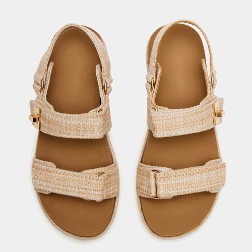 Image of Women's Platform Raffia sandals Wedge Sandals Espadrille Sandals Adjustable Buckle Strap Summer Open Toe Woven Slingback Beach Sandals