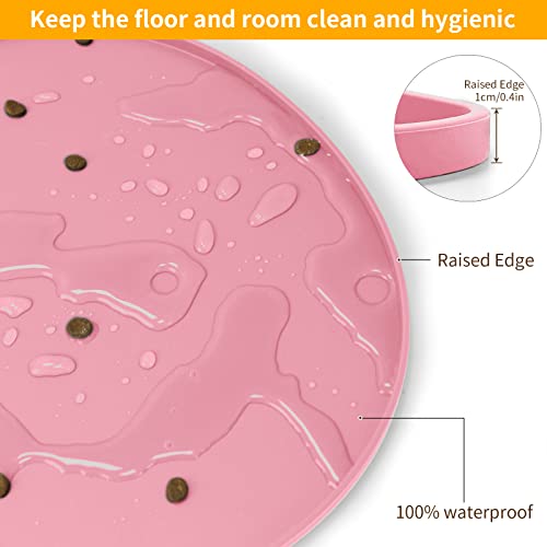 Ptlom Silicone Pet Feeding Mat For Dogs And Cats, High-Lips Pet Placemat Non-Slip Waterproof Bowl Mats Prevent Food And Water Overflow, Puppy Dish Tray Mat Suitable For Small Medium Large Pets, Pink #TOP5