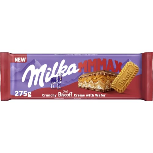 Milka MMMAX Tableta de Chocolate con Leche con Galleta Lotus Biscoff, 275g