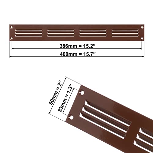Generic 400 x 50 mm 16 x 2 inch Brown Metal Air Vent Grille, 400x50mm - Image 2