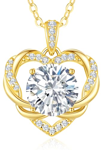 Collier en argent 925 avec moissanite de luxe et cœur torsadé discret