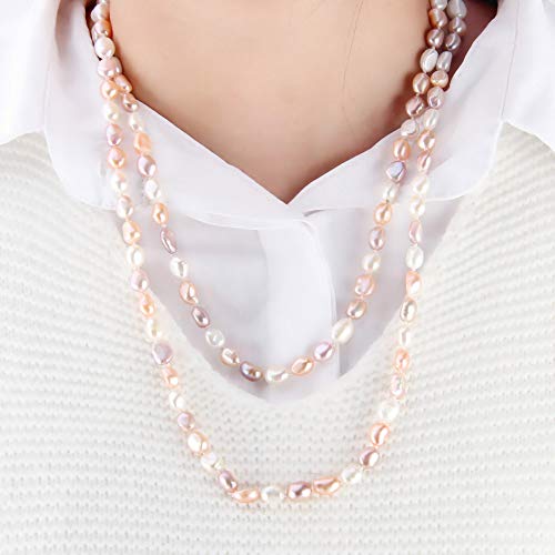 Lgsy 925 Sterling Silver Multicolor Freshwater Cultured Pearl Necklace Baroque Pearl Handmade Strand Necklace For Women #TOP2
