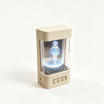 3D Hologram AI Robot Desktop Humanoid Companion with Photo Replica, Voice Cloning & Custom Personality, WiFi-Connected Interactive Projection for Adults Desert Yellow