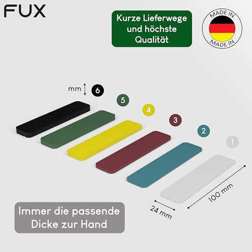 FUX 100 Verglasungsklötze Abstandshalter Kunststoff Unterlegplatten 100x24 mm - Mix Set 1-6 mm - Distanzklötze & Fensterkeile für Montage, Laminat & Terrasse