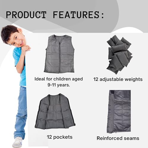 Playlearn Weighted Vest, Adjustable Sensory Compression Vest, Large Size - Image 6