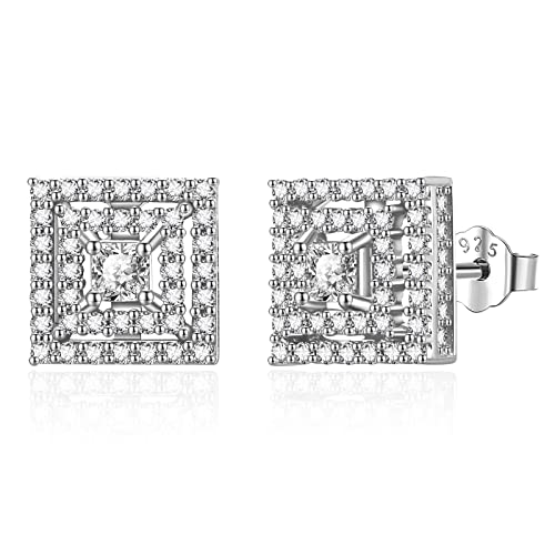 Pendientes de plata 925 hipoalergénicos ADMETUS en diseño cuadrado para orejas sensibles
