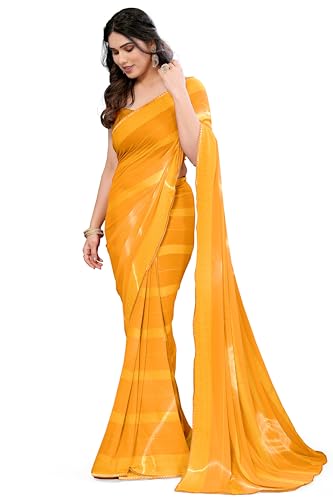 Image of MIRCHI FASHION Women Saree Shibori Print Chiffon | Elegant Festive and Functional Sari for All-Day Comfort with Matching Blouse