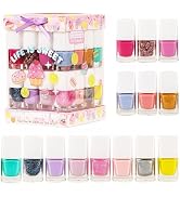 SIMPLE PLEASURES 17 Piece Nail Acvitiy Set - 14 Assorted Water Based Nail Polish Shades, Gift Set...