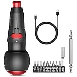Brifit Electric Screwdriver Set, Rechargeable Cordless Screwdriver with LED Light, Auto & Manual Modes, 10 Pcs Bits & 1 Bit Holder, Portable Electric Repair Tool for Phone, Laptop, Small Appliance