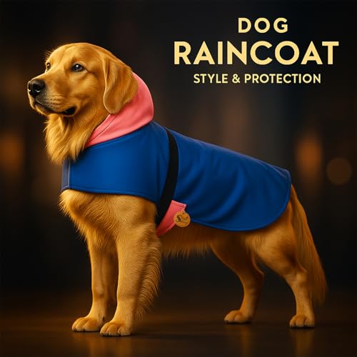 Image of Sage Square Dog Raincoat | Waterproof Pet Jacket with Hood & Leash Hole | Lightweight & Breathable Fabric | Adjustable Strap | Coat Protects Against Rain, Mud, Ticks & Fleas (28Inch) (Large)