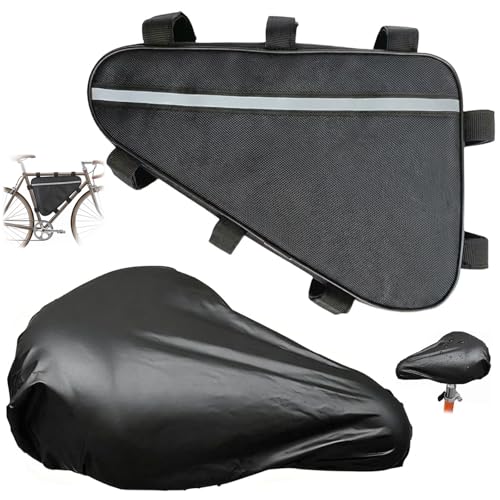 Electric Cycle Battery Storage Bag - 35x20x30cm Waterproof Reflective Bicycle Frame Bags for Frame Storage Waterproof Durablle Opening Top Tube Pouch for Road MTB Cycling Gear Bike Frame Bag Triangle