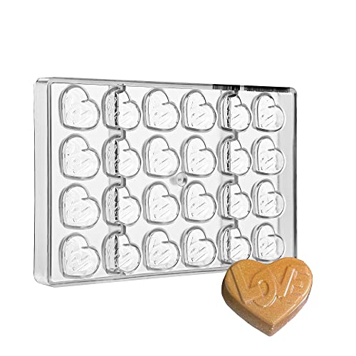Greyas Cm 3841 Louis Amado Clear Polycarbonate Chocolate Mold Candy Mould With 24 Love-Heart Cavities, Each 38Mm X 32Mm X 11.4Mm High #TOP4