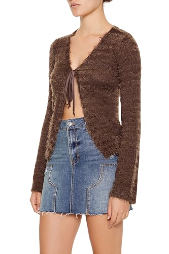 Forever 21 Women's Fuzzy Knit Cardigan Sweater4