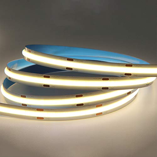 Image of 16.4FT /5M COB Flexible LED Strip Light DC12V /24V 528leds /m Bendable Tape (24V, Natural White)