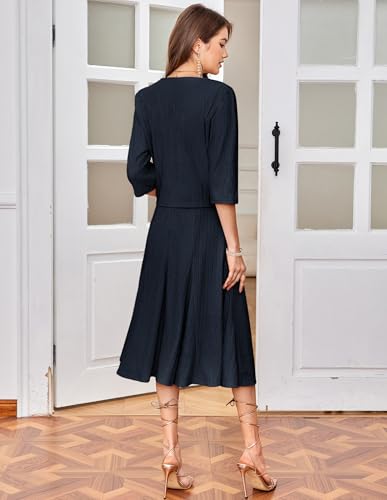 GRACE KARIN Mother of The Bride Dress with 3/4 Sleeves Cardigan Stretchy Lace 2 Pieces Wedding Guest Sequins Dresses3