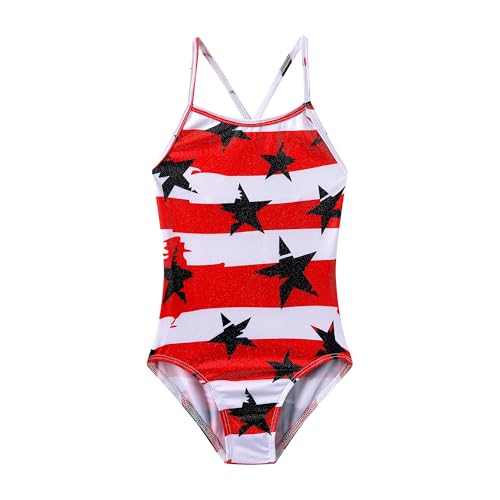Image of iLover Girls Sparkle One Piece Swimsuits Crossback Swimwear Beach Bathing Suit with Adjustable Strap 4-10 Years