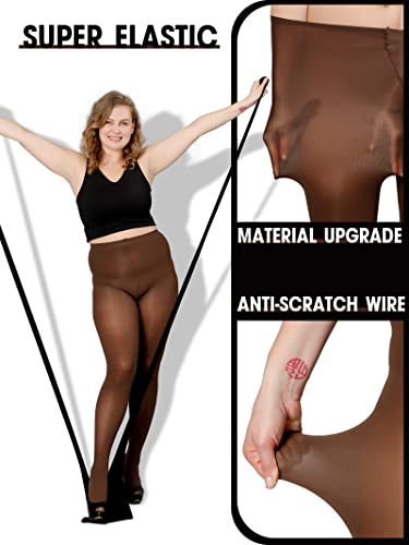 Image of DancMolly Plus Size Tights for Women, Control Top Semi Opaque Nylon Pantyhose High Waist