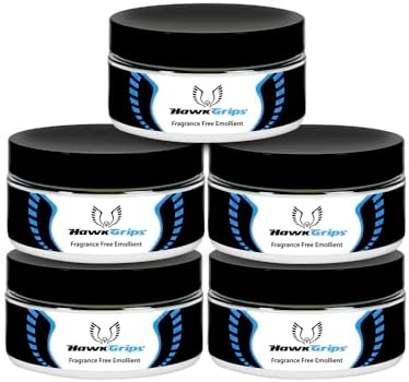 HawkGrips Massage Cream Emollient – Oil-Based Deep & Soft Tissue Application, Body & Muscle Therapy, Safe & Clean Ingredients, Ideal Use with Hands & Tools – Unscented, 5 Jars (8oz Each)