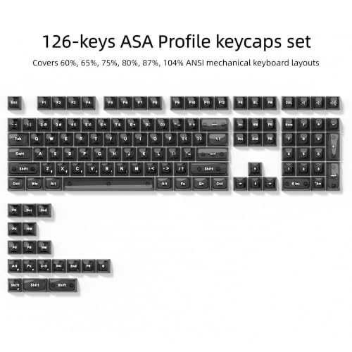 Image of dagaladoo Black Grey Jelly keycaps, Shine Through Keyboard caps Clear Set,Ice Crystal Translucent Key caps, Fit 60% 65% 75% 80% 100% Keyboard, RGB Backlight Compatible（ASA Profile ）