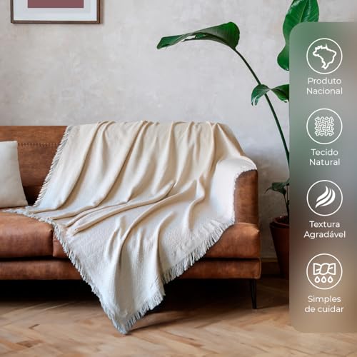 Decolab Kit 2 Mantas Sofá Básica Algodão Decorativa | Cobertor de Malha Super Macio Decoração Sala e