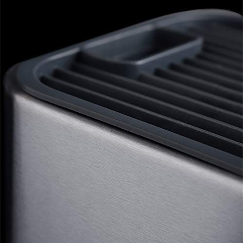 PENGKE Universal Knife Block,Knife Holder For Kitchen Counter,Stainless-Steel Modern Rectangular Design with Scissors-Slot,Space Saver Knife Storage,Silver