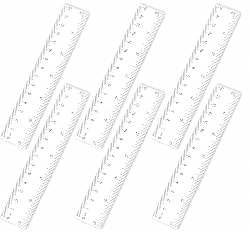 GAUATO 6 Stück Lineal 15cm, Kunststoff Transparent Kleines Ruler mit Zoll und Zentimeter Skalen, Durchsichtig Flexibel Präzision Lineal Grundschule Messwerkzeuge für Schule Büro Zuhause