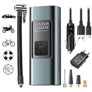 Tragbarer Luftkompressor Mini Auto Reifenpumpe 12V 6000mAh Wiederaufladbarer Elektrischer Kompressor Fahrradpumpe 150PSI…